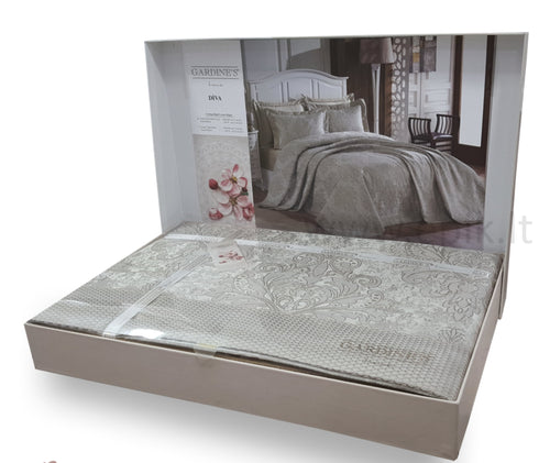 Prabangi austinių žakardo raštų lovatiesė "Gardine's Diva" su 2 pagalvių užvalkalais, pilka